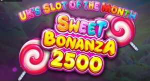 Tampilan Sweet Bonanza 2500 dengan simbol permen dan multiplier 2500x.